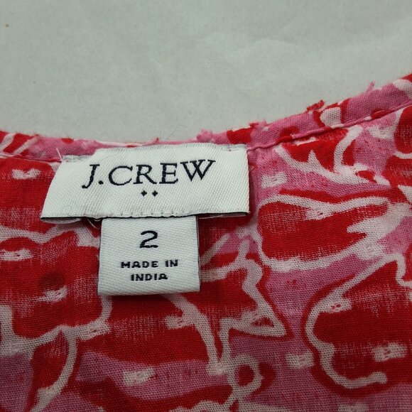 J.Crew Womens 2 Azalea Belvedere Ruffle Midi Dress Red Pink Floral Valentine's - Picture 8 of 11